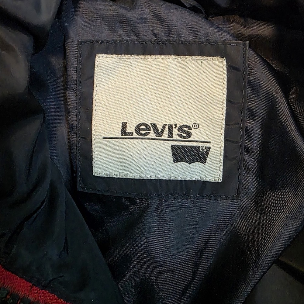 Levi Women's Puffer Coat S Navy Long Jacket Hooded Faux Fur urban utility scandi - Picture 12 of 12